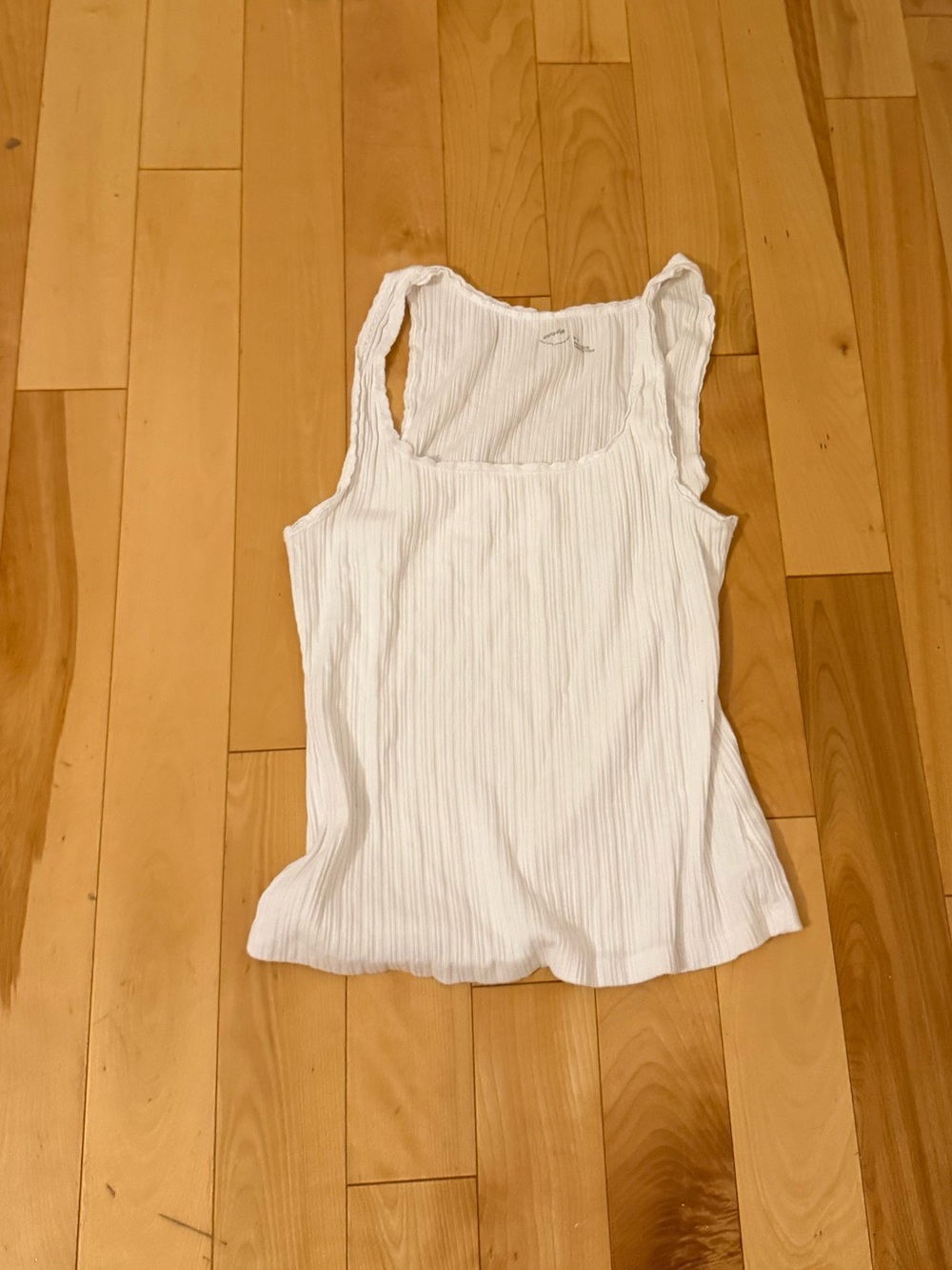 aerie White Ribbed Square-Neck Tank